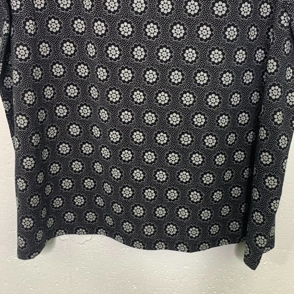 Talbots Floral Print T-Shirt Tee Snowflake Black White Boatneck Short Sleeve 2X - Picture 3 of 7